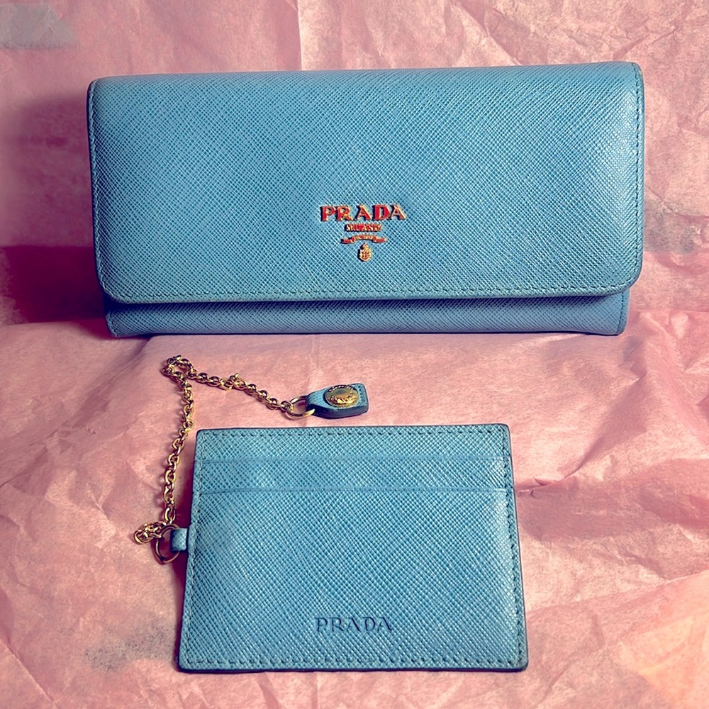 PRADA Long Wallet w/ Matching Card Holder